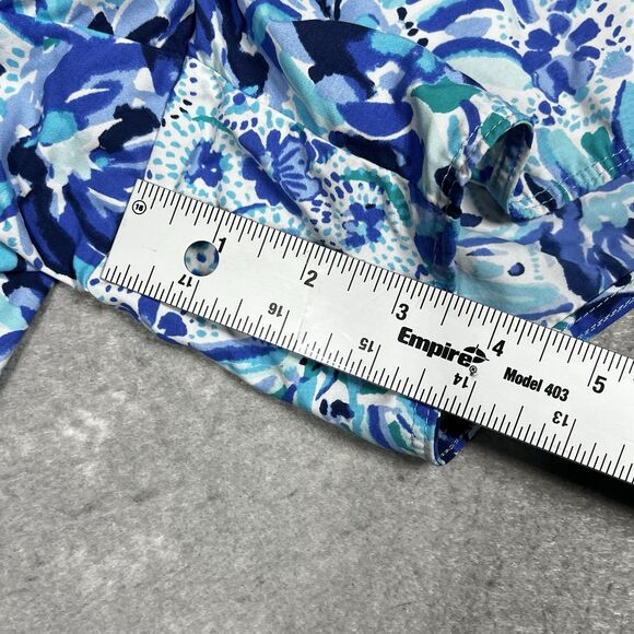 LILLY PULITZER Luxletic Run Around Shorts Womens L Blue Multi Dopamine Boost - Picture 8 of 13